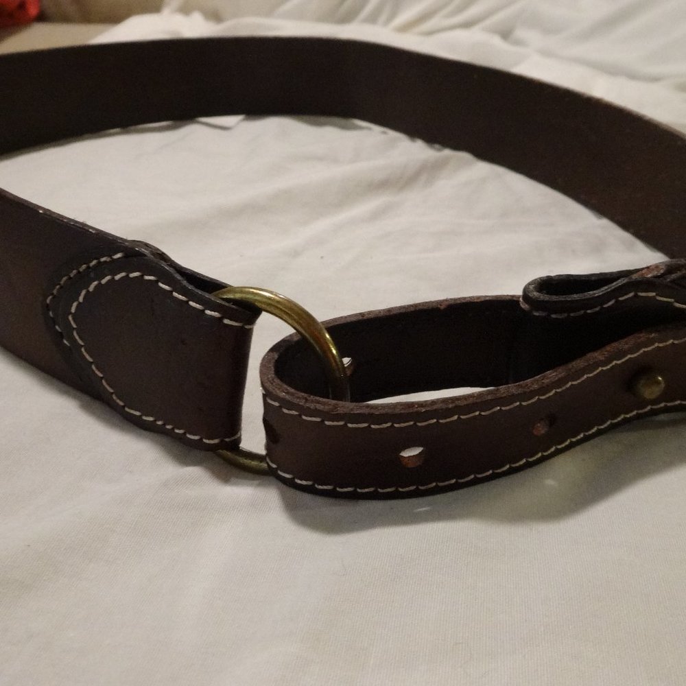 New ABERCROMBIE 1.5" Leather Loop /‎ Pin BELT sz M